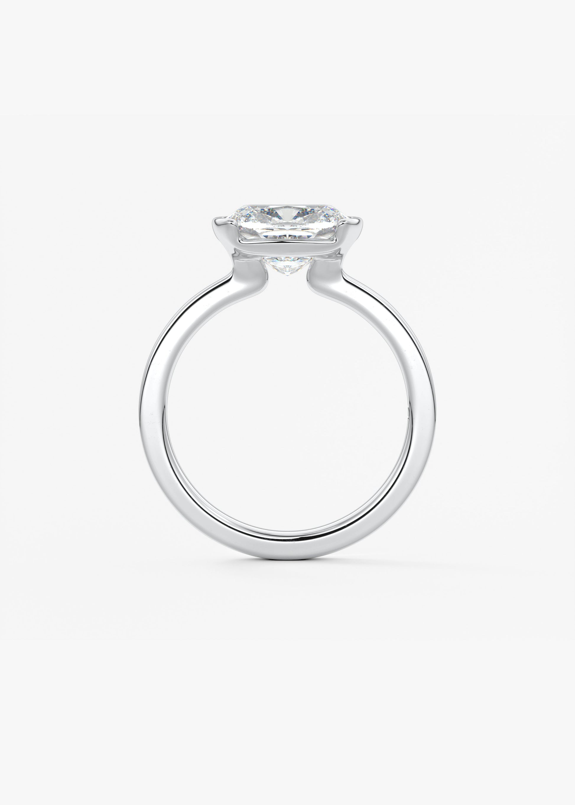 Elongated Cushion East West Half Bezel Lab Grown Diamond Engagement Ring