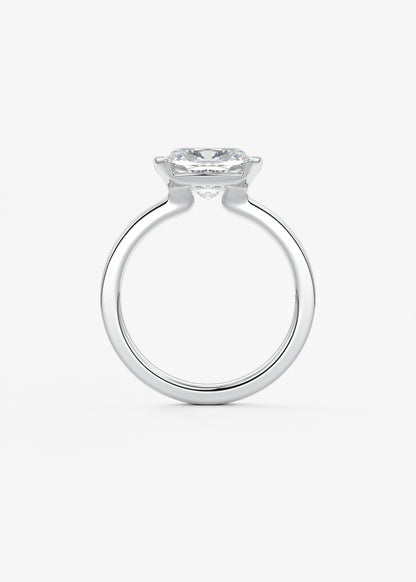 Elongated Cushion East West Half Bezel Lab Grown Diamond Engagement Ring