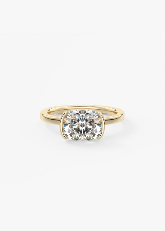 Elongated Cushion East West Half Bezel Lab Grown Diamond Engagement Ring