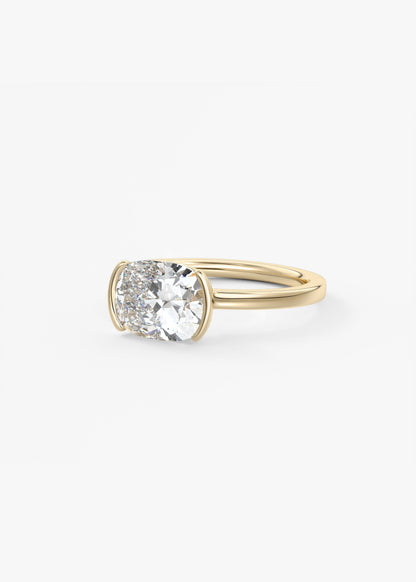 Elongated Cushion East West Half Bezel Lab Grown Diamond Engagement Ring