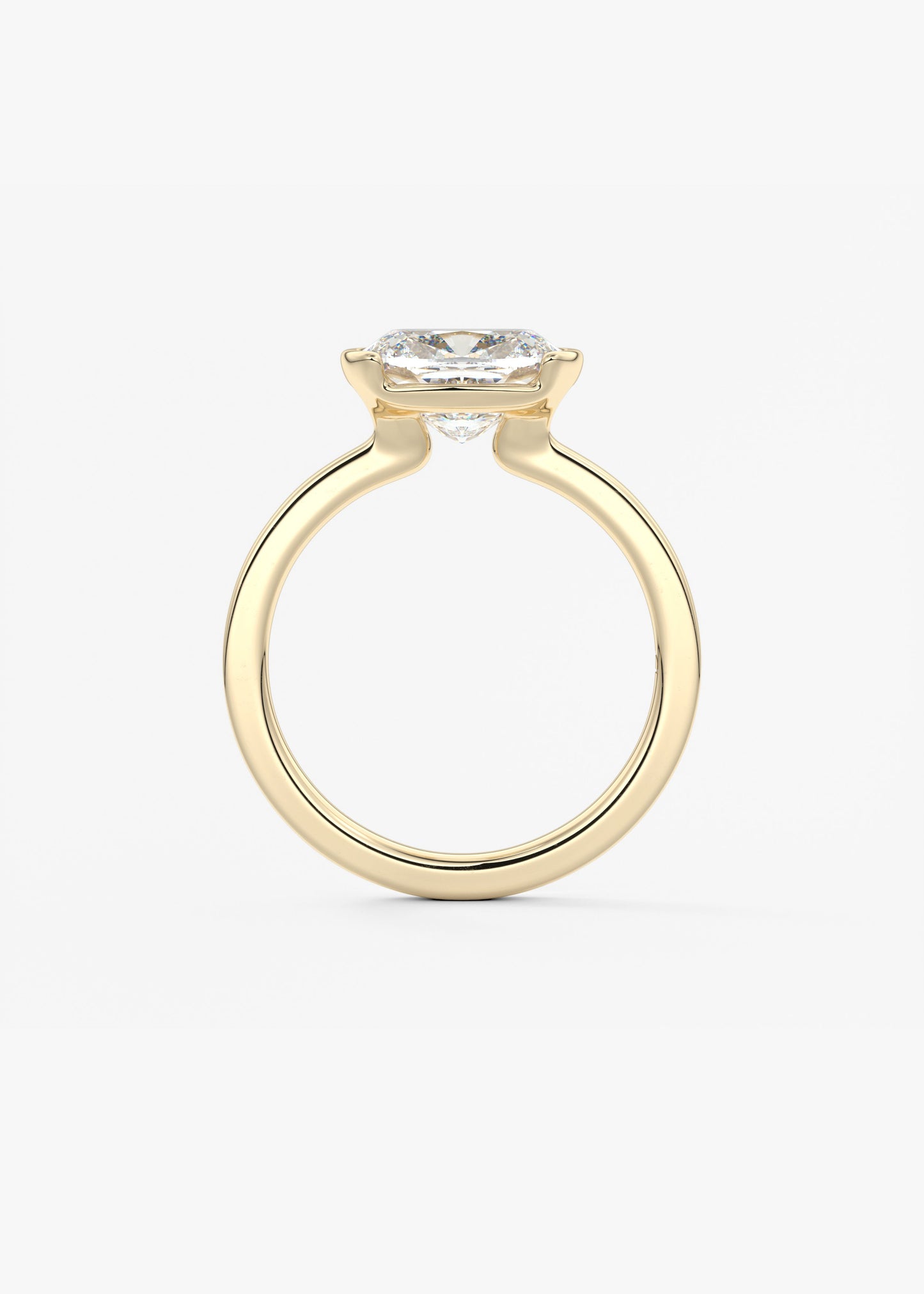 Elongated Cushion East West Half Bezel Lab Grown Diamond Engagement Ring