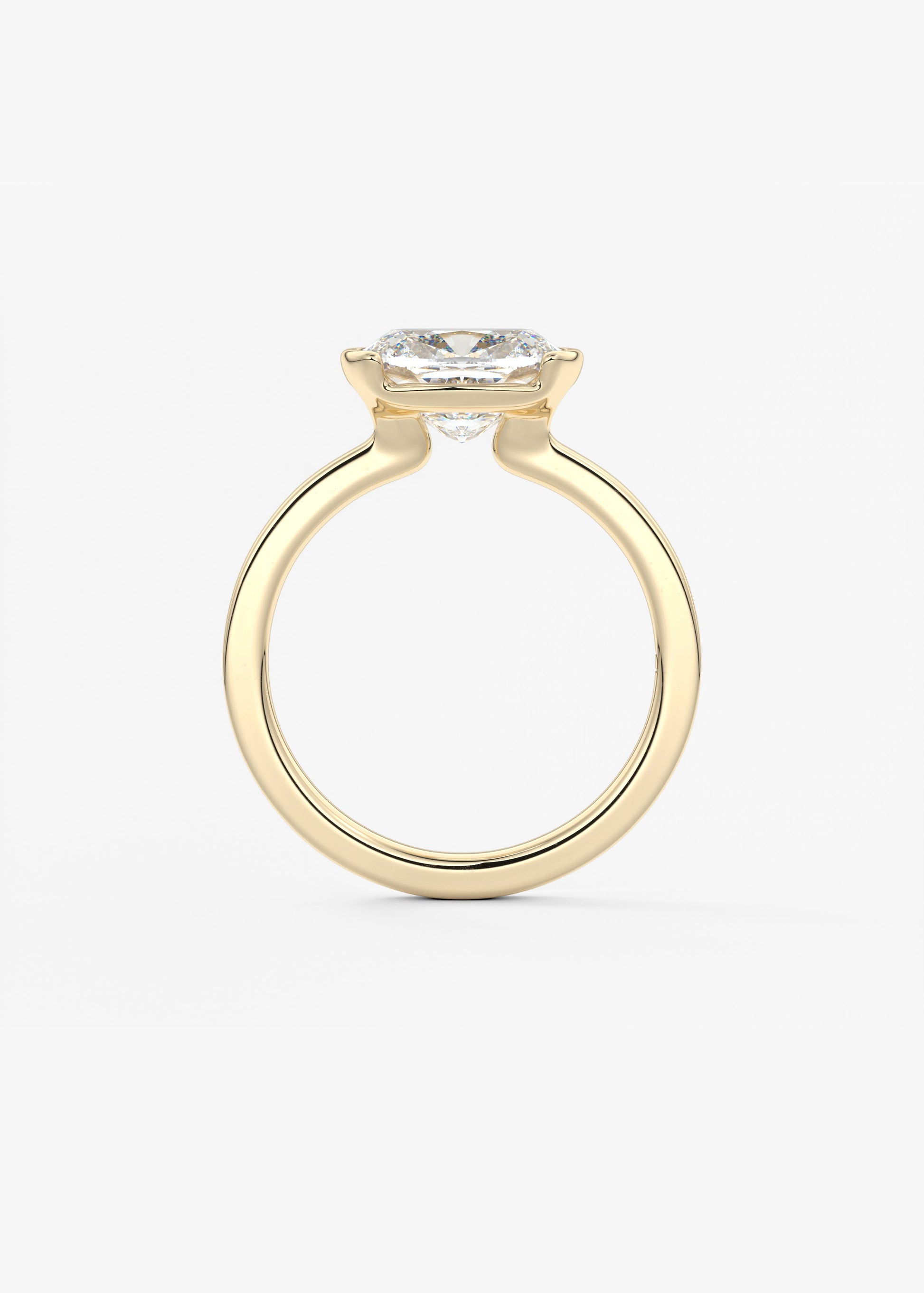 Elongated Cushion East West Half Bezel Lab Grown Diamond Engagement Ring