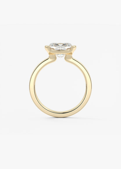 Elongated Cushion East West Half Bezel Lab Grown Diamond Engagement Ring