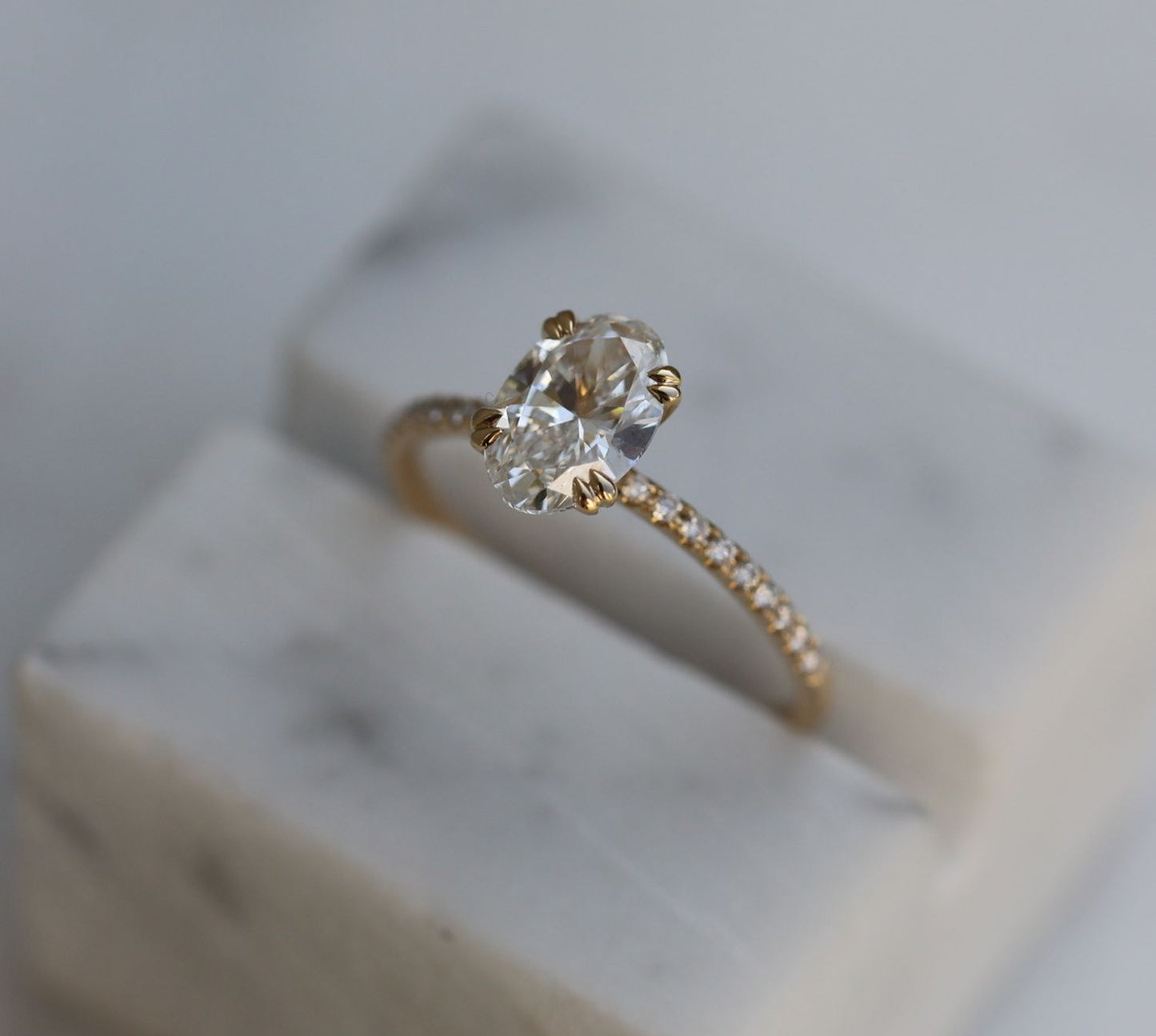 Oval Cut Pave Lab Grown Diamond Engagement Ring
