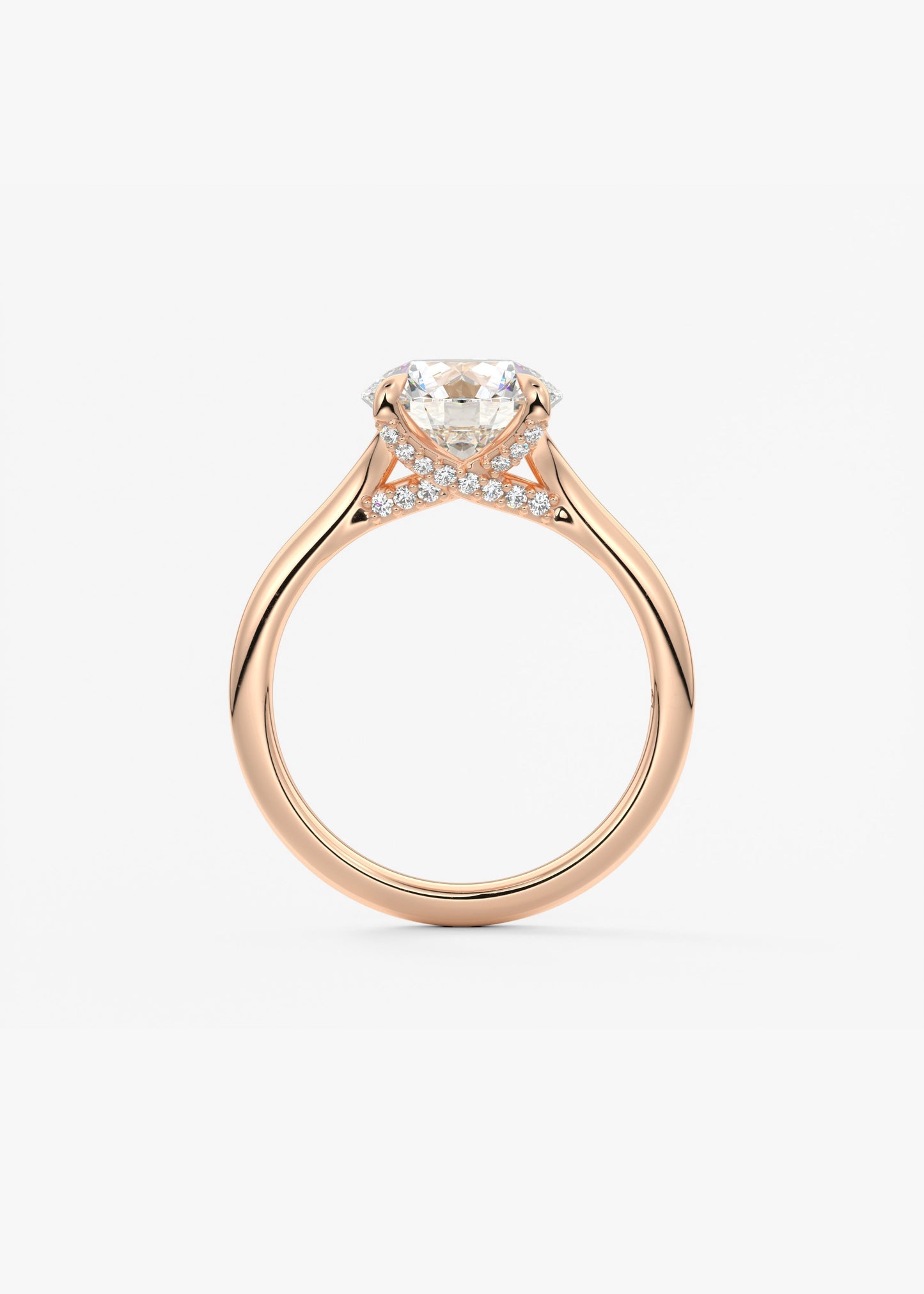 Round Hidden Halo Lab Grown Diamond Engagement Ring
