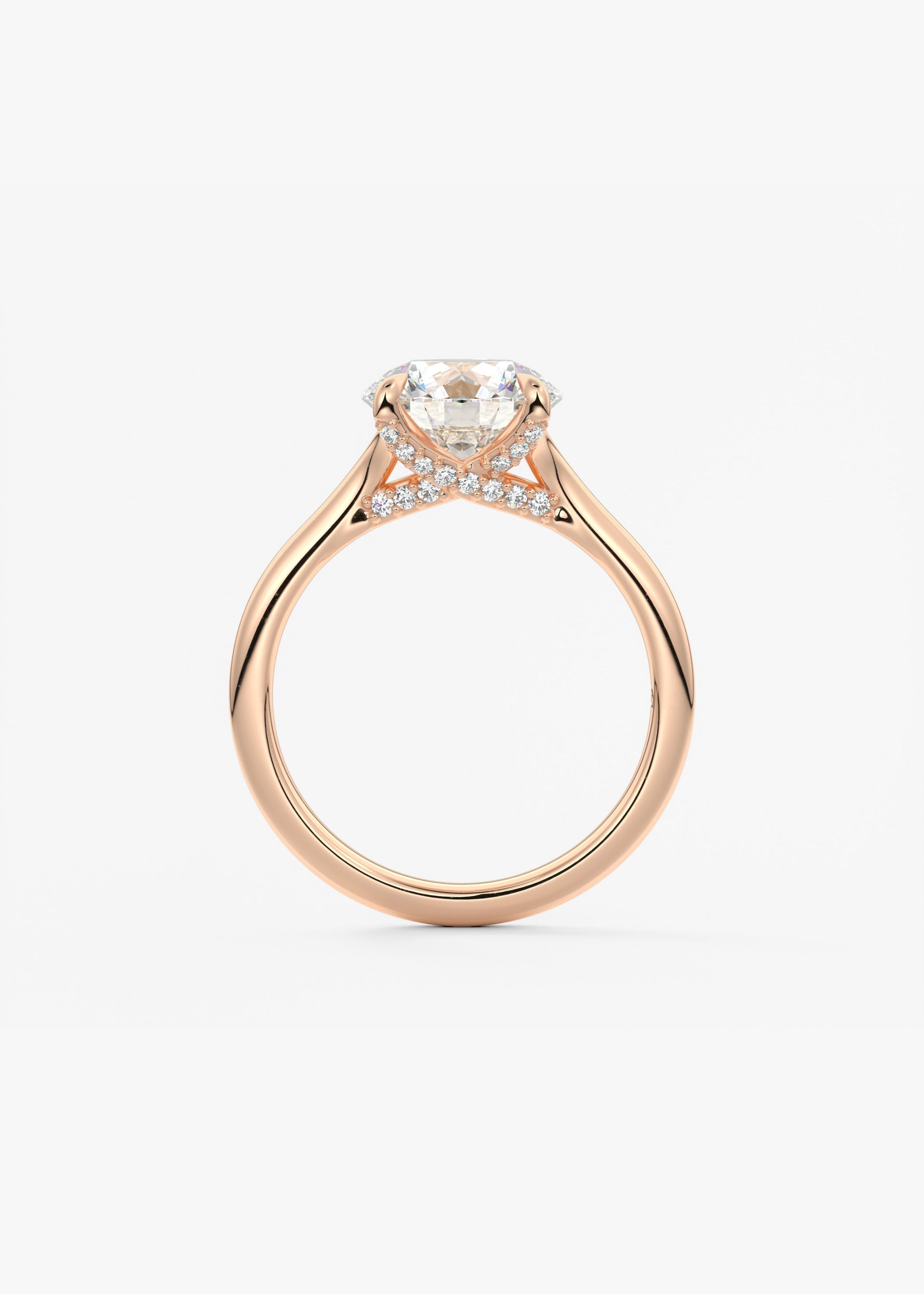 Round Hidden Halo Lab Grown Diamond Engagement Ring
