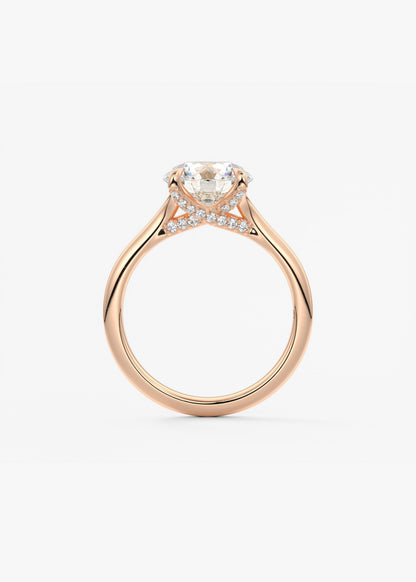 Round Hidden Halo Lab Grown Diamond Engagement Ring