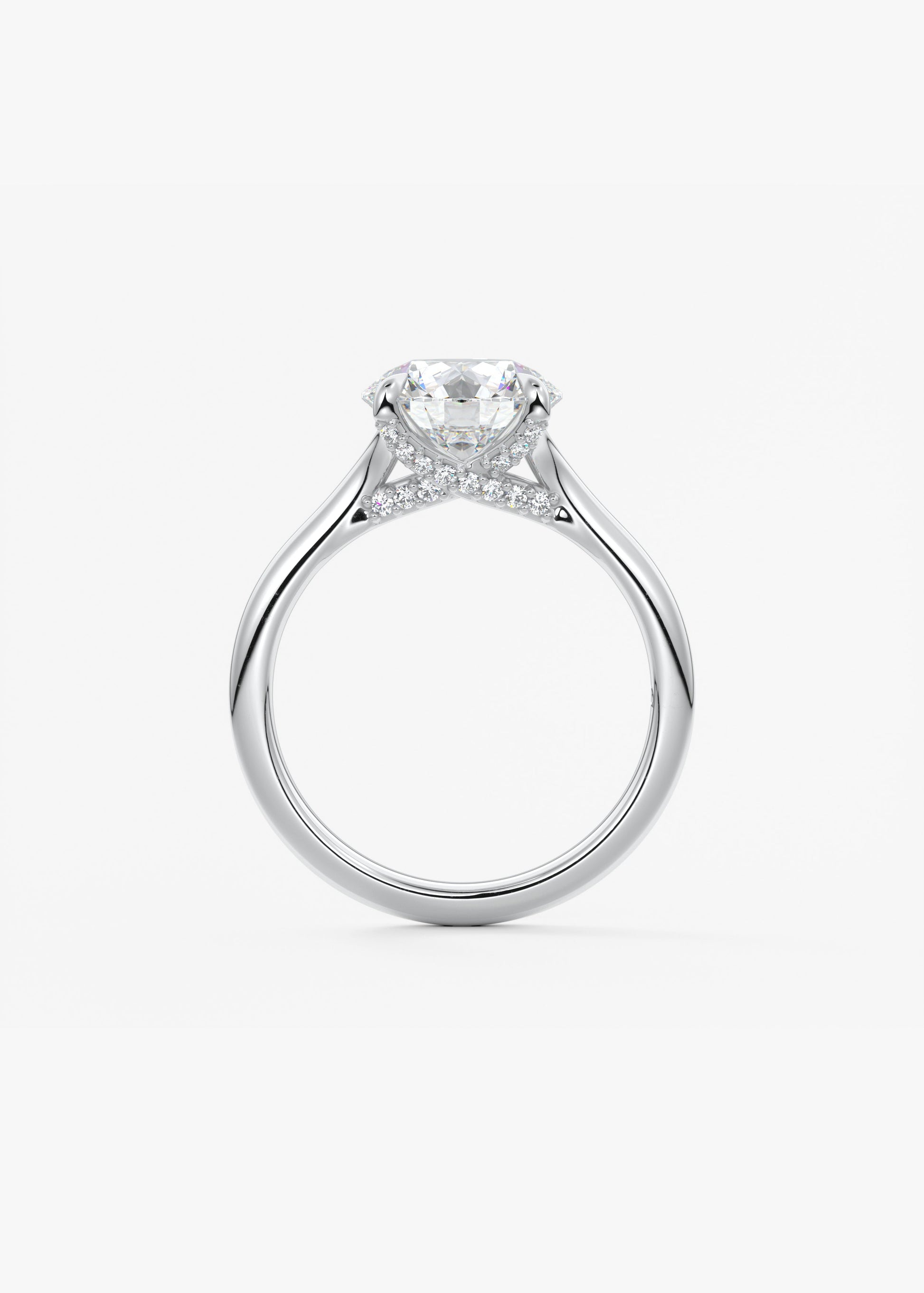 Round Hidden Halo Lab Grown Diamond Engagement Ring