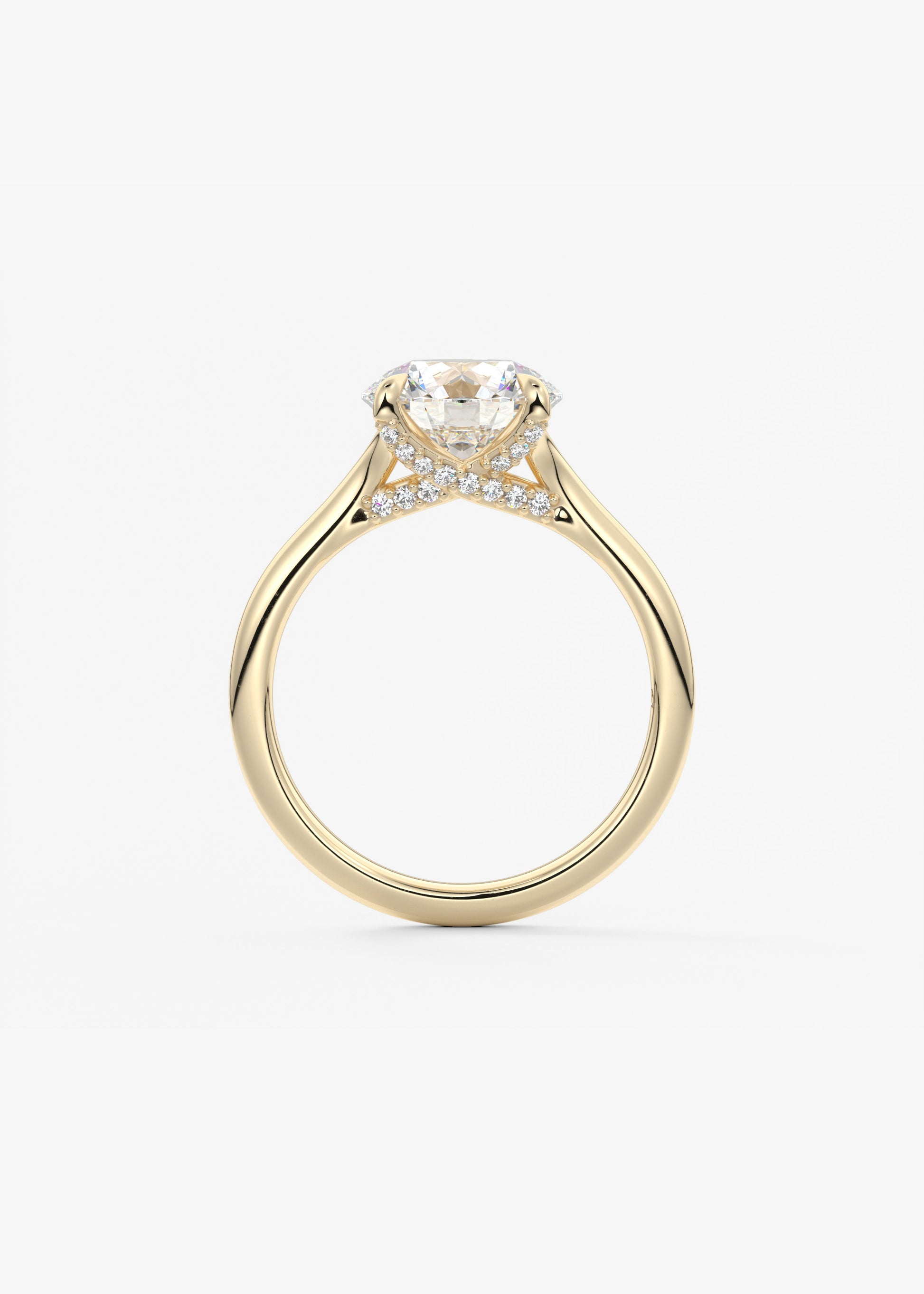 Round Hidden Halo Lab Grown Diamond Engagement Ring