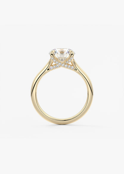 Round Hidden Halo Lab Grown Diamond Engagement Ring