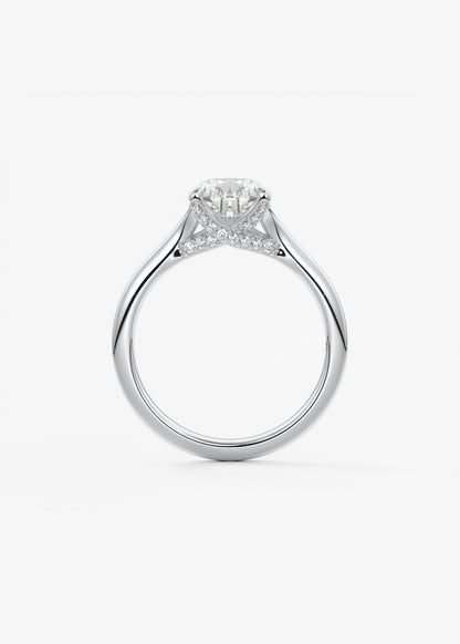 Pear Hidden Halo Lab Grown Diamond Engagement Ring