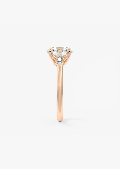 Round Three Stone Lab Grown Diamond Engagement Ring