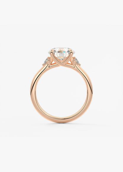 Round Three Stone Lab Grown Diamond Engagement Ring
