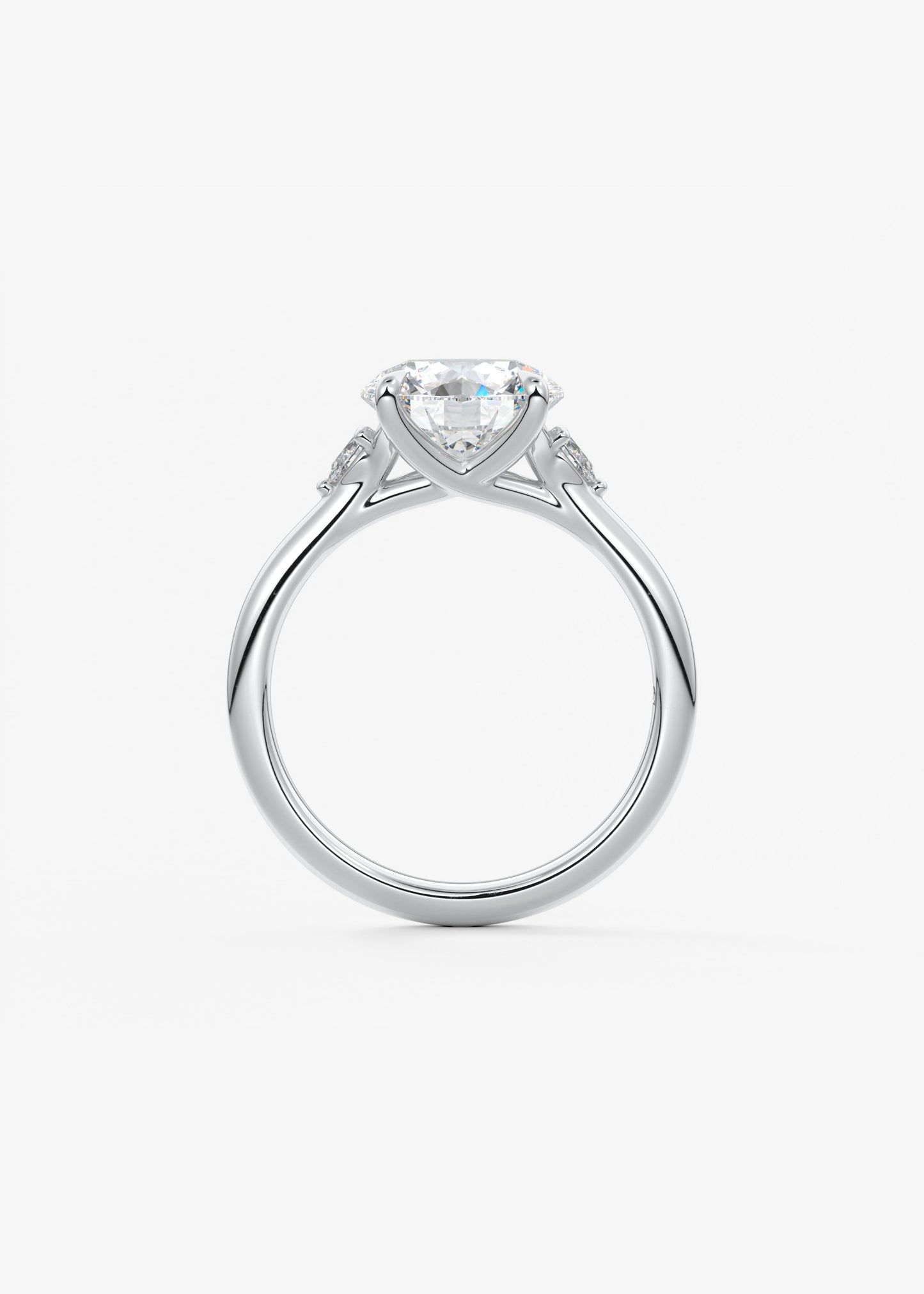 Round Three Stone Lab Grown Diamond Engagement Ring