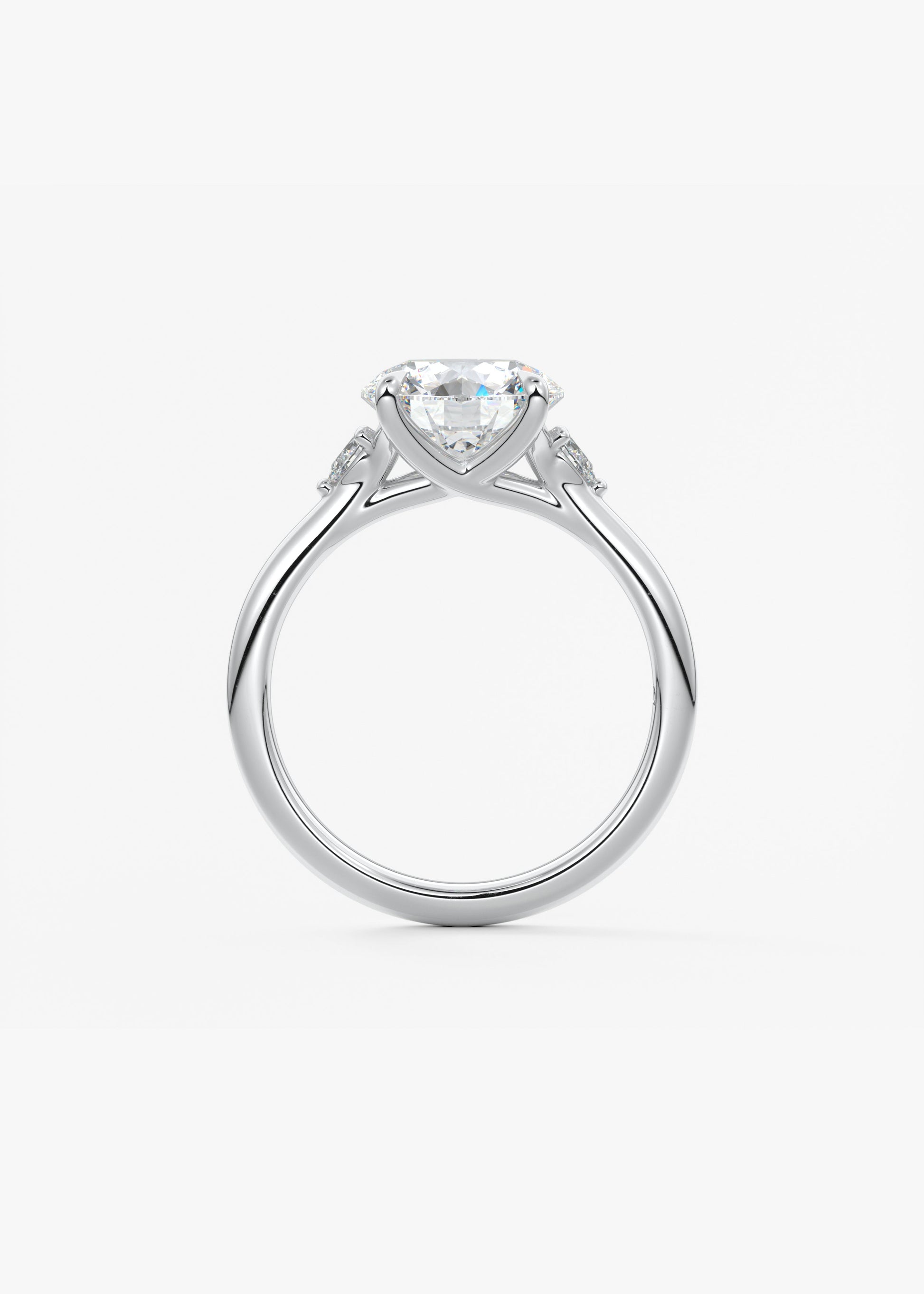 Round Three Stone Lab Grown Diamond Engagement Ring