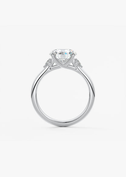 Round Three Stone Lab Grown Diamond Engagement Ring