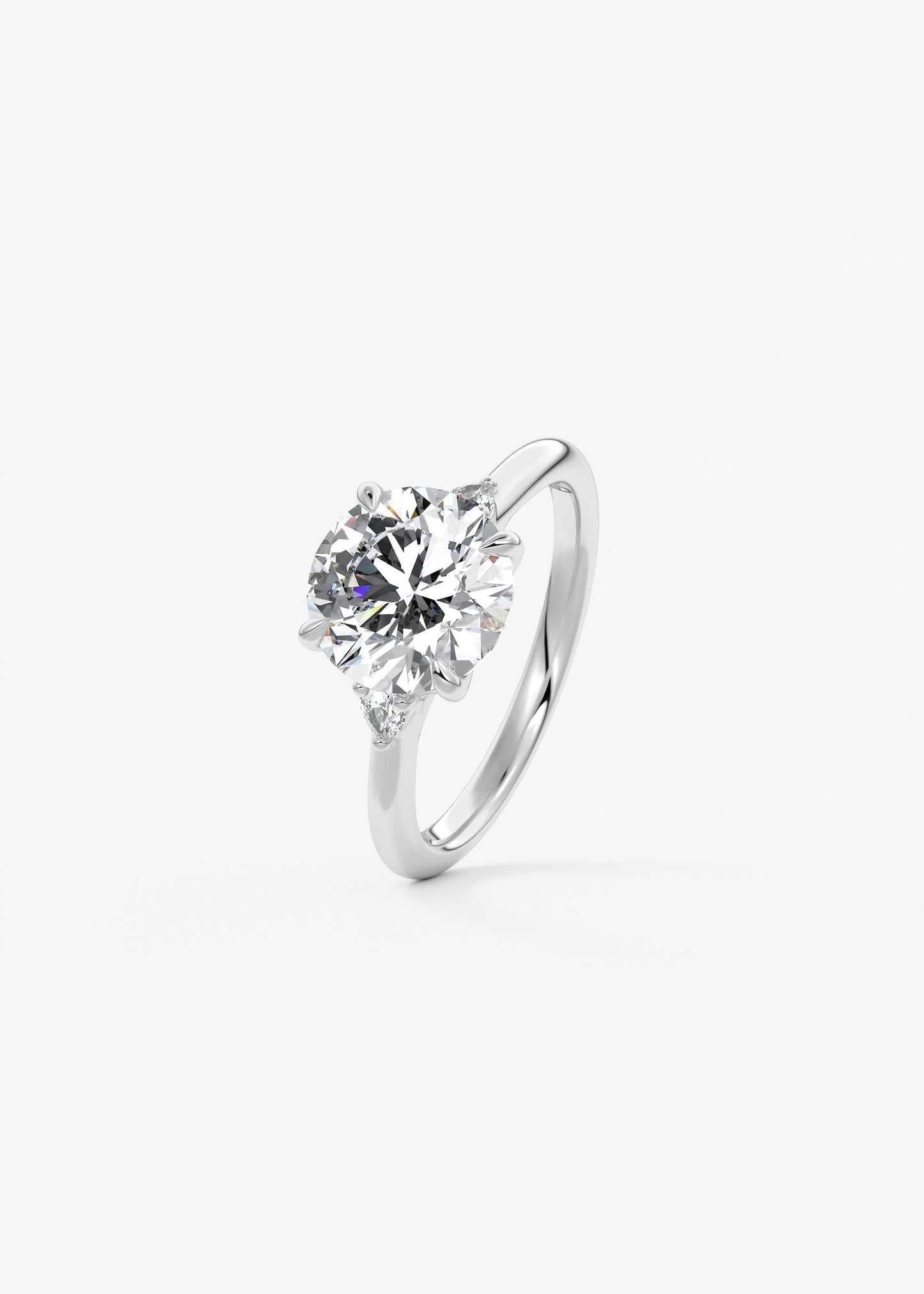 Round Three Stone Lab Grown Diamond Engagement Ring