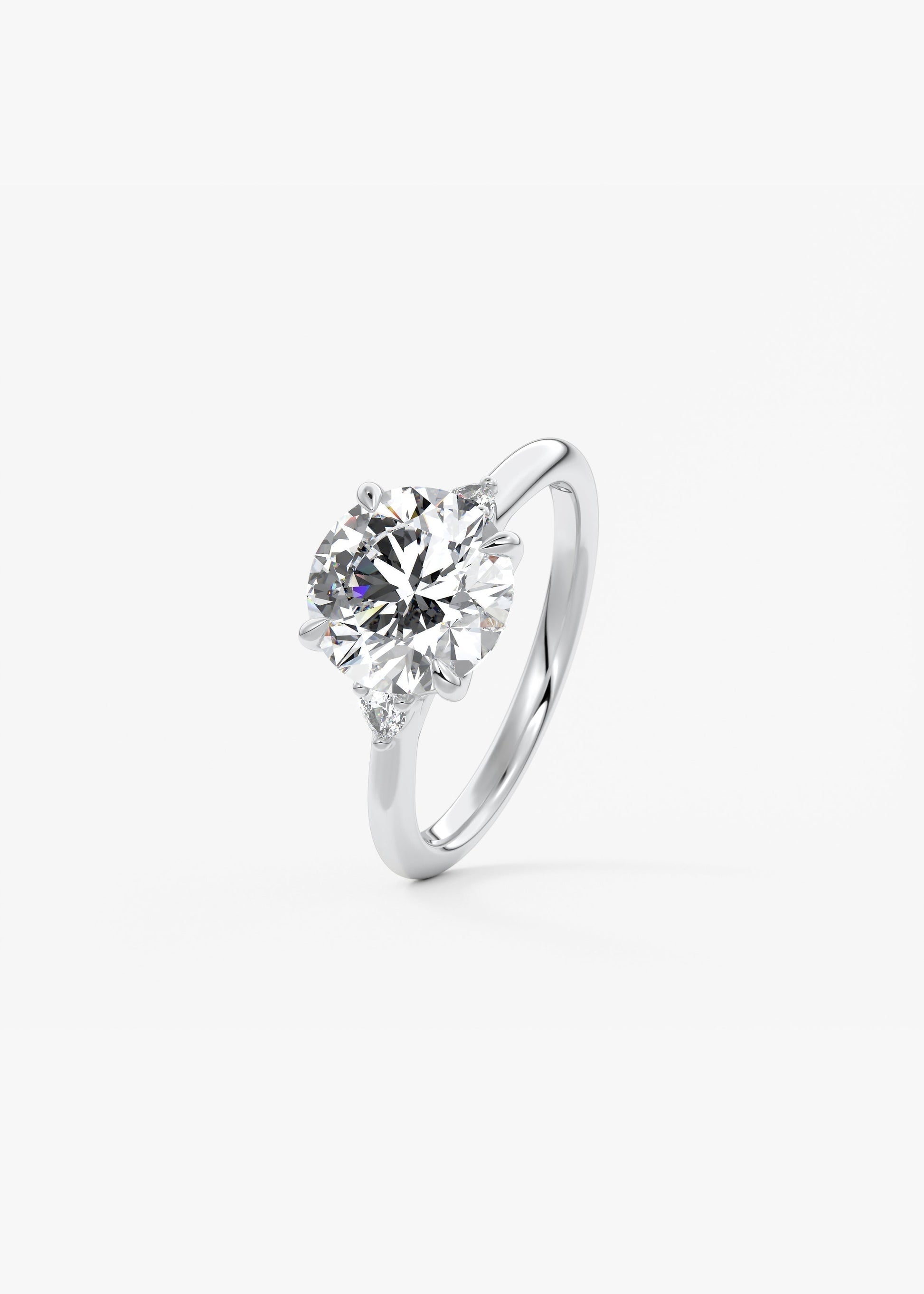 Round Three Stone Lab Grown Diamond Engagement Ring