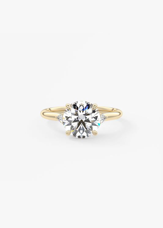 Round Three Stone Lab Grown Diamond Engagement Ring