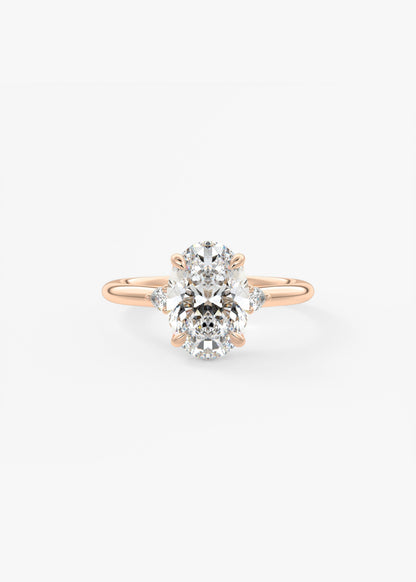 Oval Three Stone Lab Grown Diamond Engagement Ring