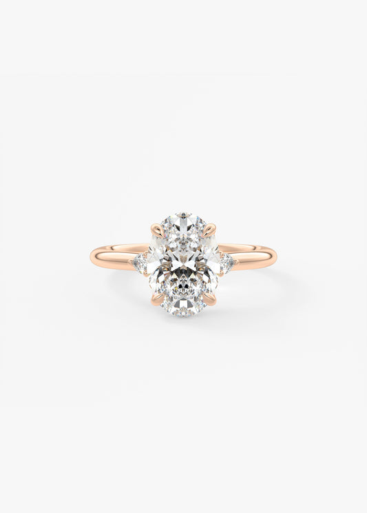 Oval Three Stone Lab Grown Diamond Engagement Ring