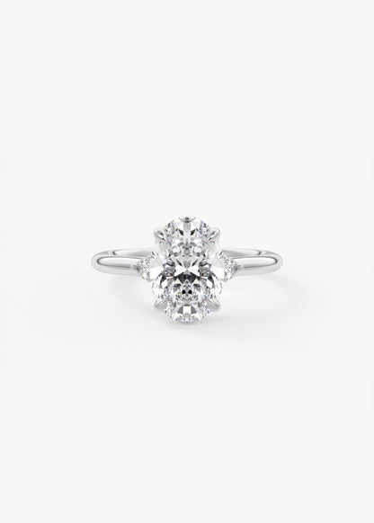Oval Three Stone Lab Grown Diamond Engagement Ring