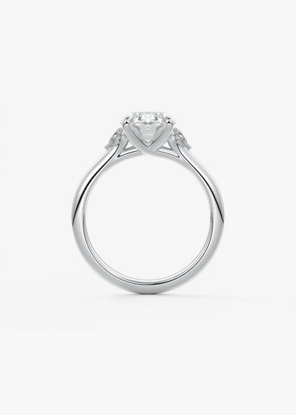 Oval Three Stone Lab Grown Diamond Engagement Ring