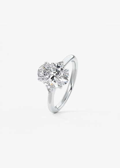Oval Three Stone Lab Grown Diamond Engagement Ring