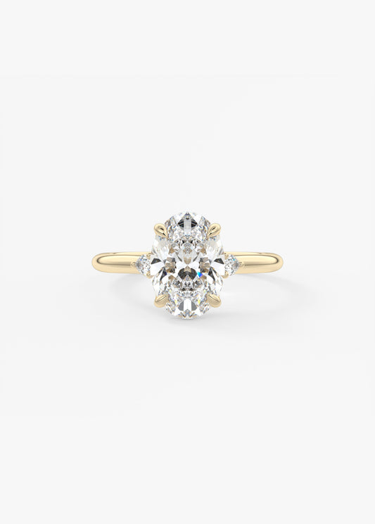 Oval Three Stone Lab Grown Diamond Engagement Ring