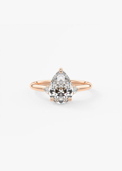 Pear Three Stone Lab Grown Diamond Engagement Ring