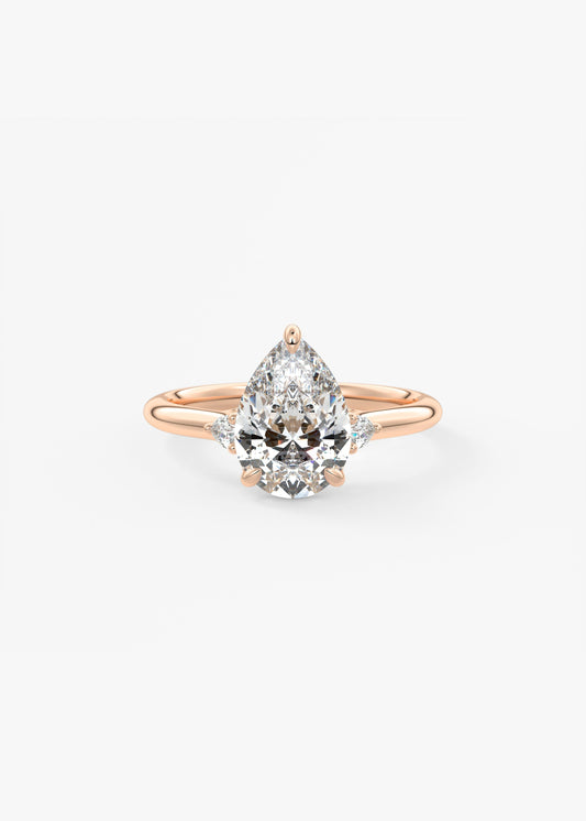 Pear Three Stone Lab Grown Diamond Engagement Ring