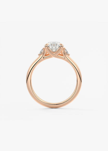Pear Three Stone Lab Grown Diamond Engagement Ring