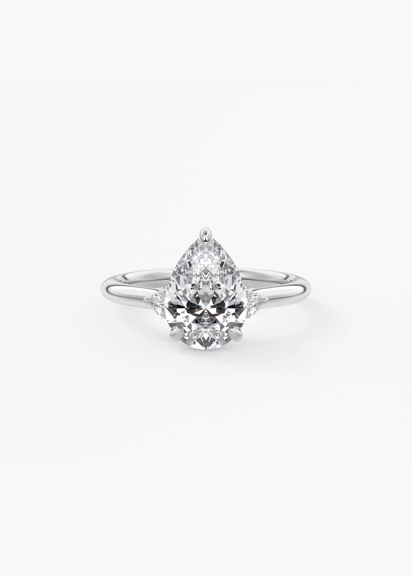 Pear Three Stone Lab Grown Diamond Engagement Ring