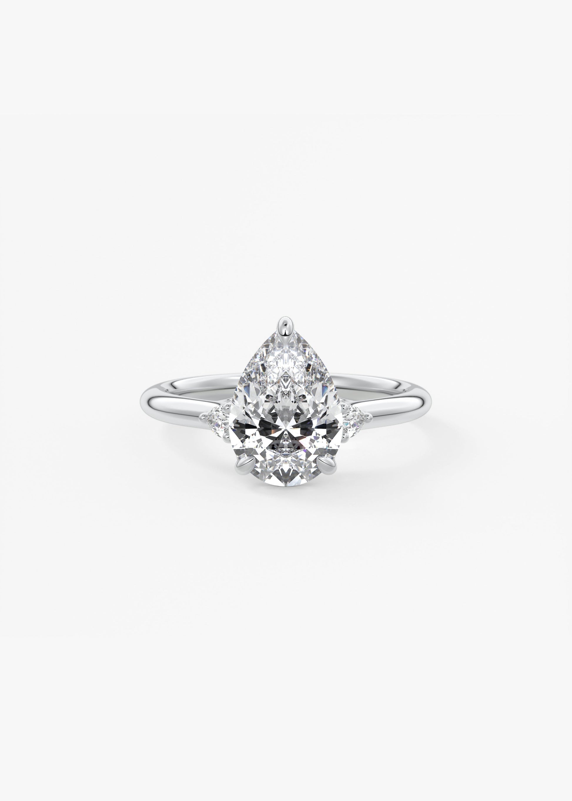 Pear Three Stone Lab Grown Diamond Engagement Ring