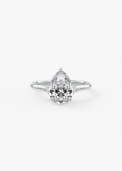 Pear Three Stone Lab Grown Diamond Engagement Ring