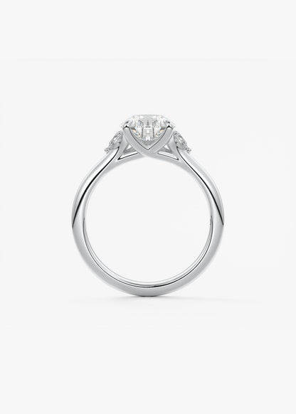 Pear Three Stone Lab Grown Diamond Engagement Ring