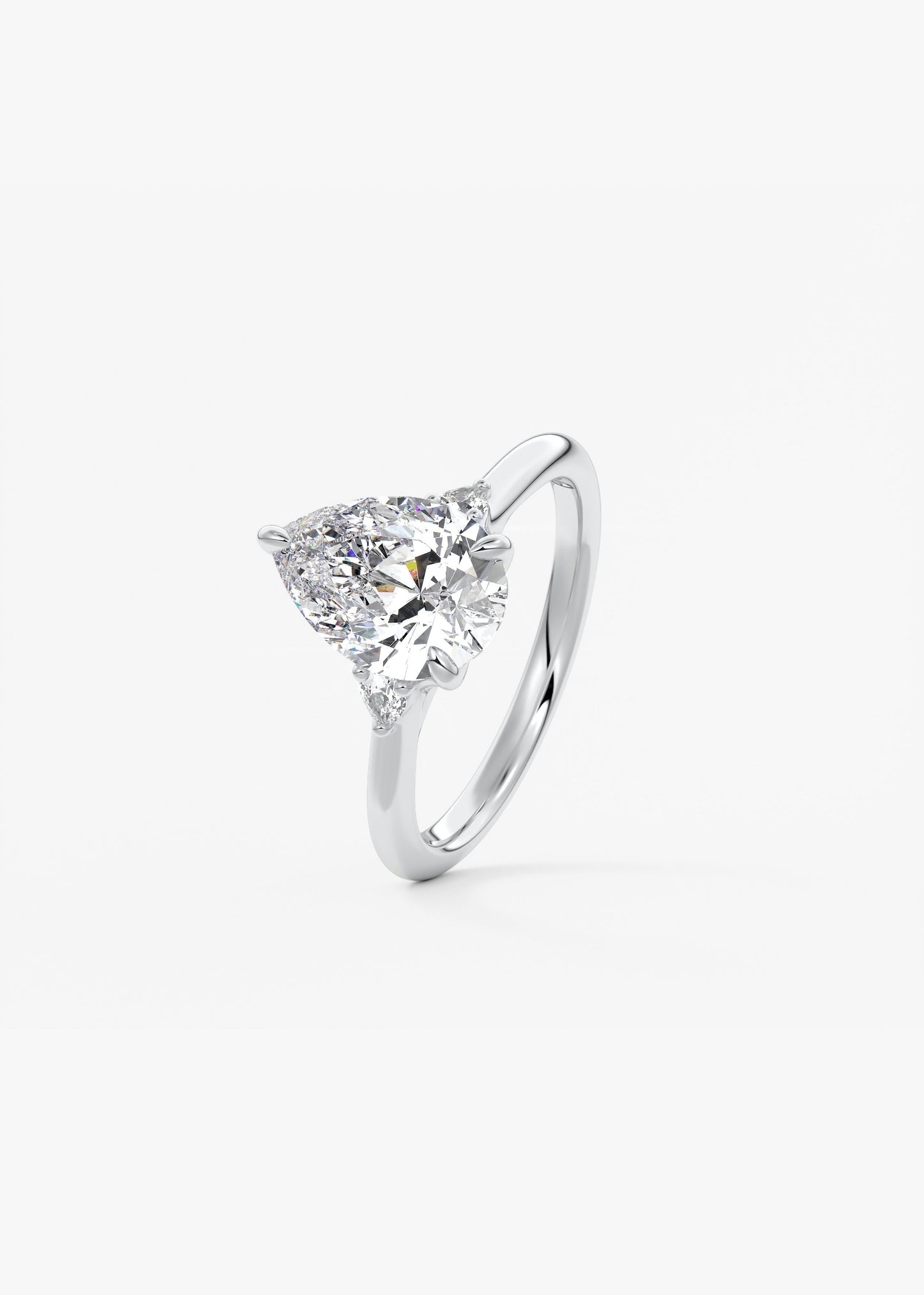 Pear Three Stone Lab Grown Diamond Engagement Ring
