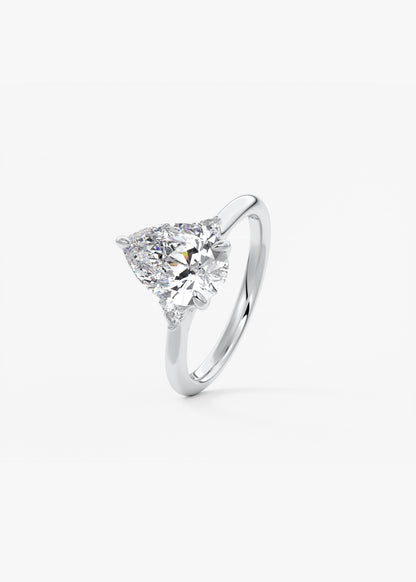 Pear Three Stone Lab Grown Diamond Engagement Ring