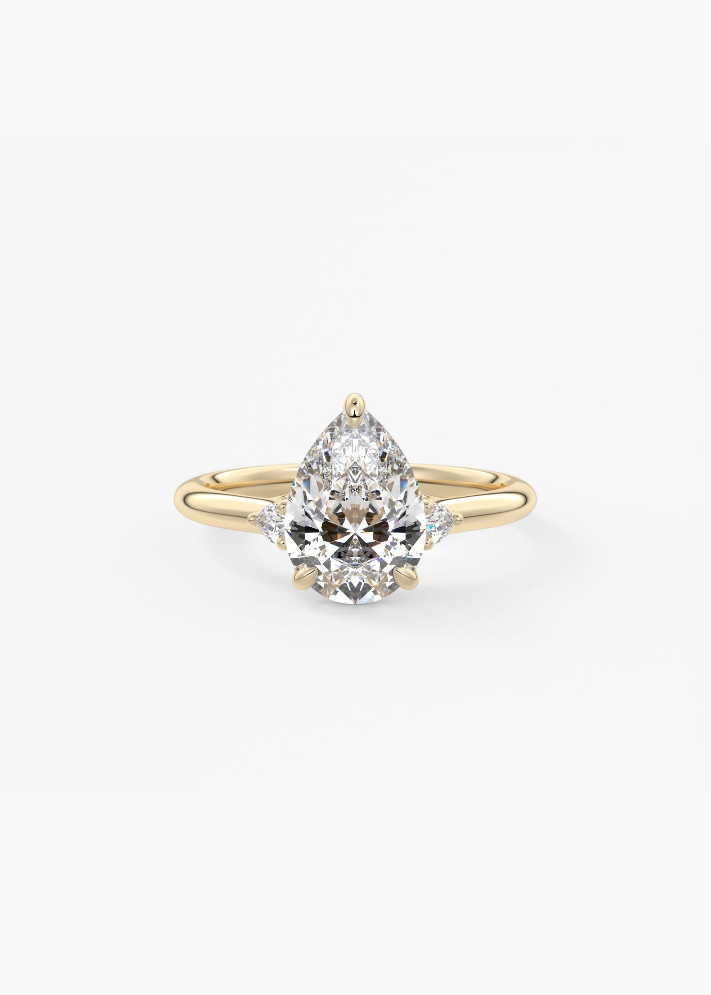 Pear Three Stone Lab Grown Diamond Engagement Ring