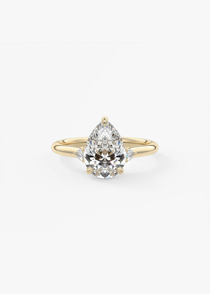 Pear Three Stone Lab Grown Diamond Engagement Ring