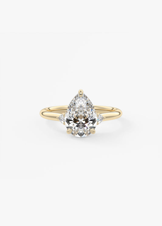 Pear Three Stone Lab Grown Diamond Engagement Ring