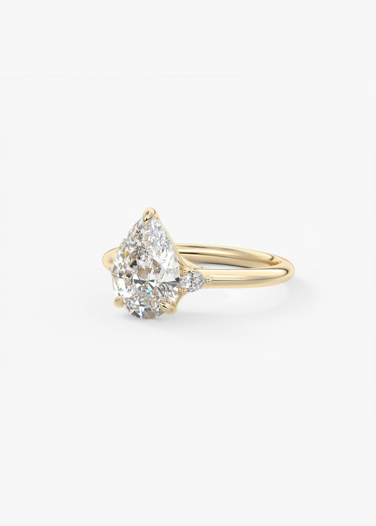 Pear Three Stone Lab Grown Diamond Engagement Ring