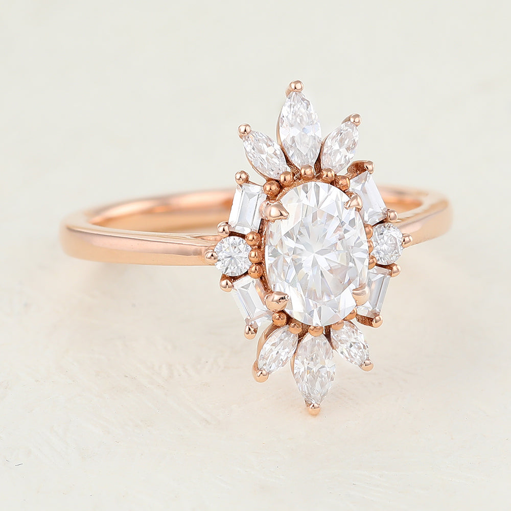 Oval Cluster Lab-Grown Diamond Engagement Ring