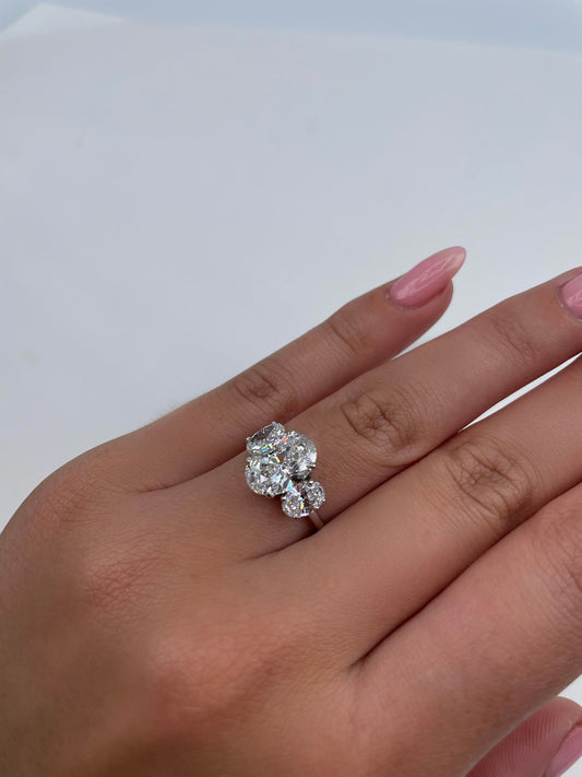 2.61 CT Oval Three Stone CVD G/VS Diamond Engagement Ring 2