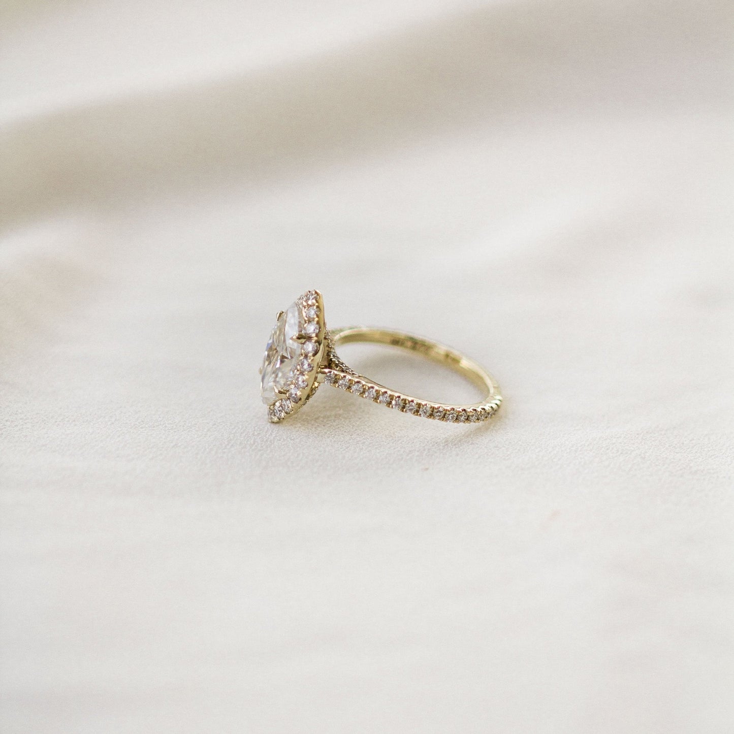 Marquise Halo & Pave Lab Grown Diamond Engagement Ring