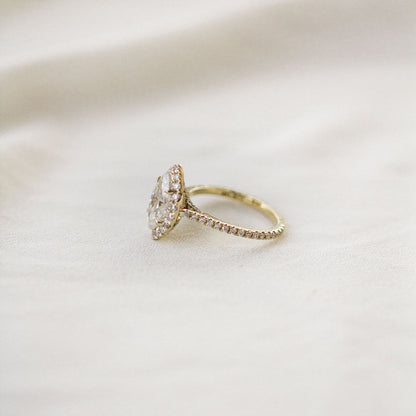Marquise Halo & Pave Lab Grown Diamond Engagement Ring