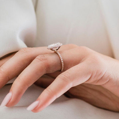 Oval Halo & Pave Lab Grown Diamond Engagement Ring
