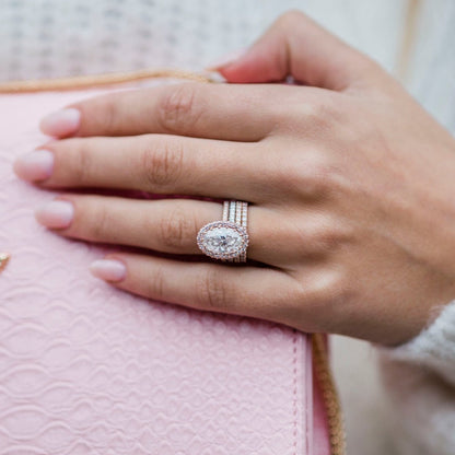 Oval Halo & Pave Lab Grown Diamond Engagement Ring