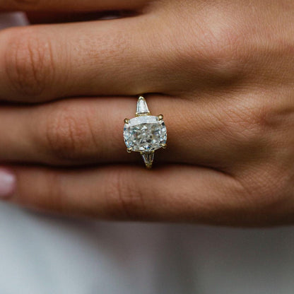 Cushion Three Stone Lab Grown Diamond Engagement Ring