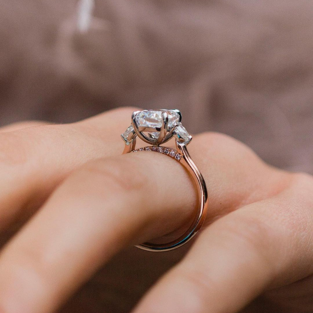 Cushion Three Stone Lab Grown Diamond Engagement Ring